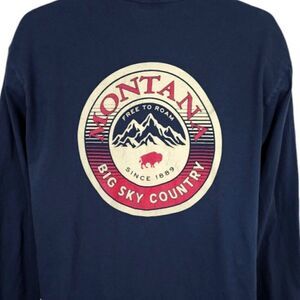 Montana T Shirt Mens Size Large Blue Big Sky Country Free To Roam Destination